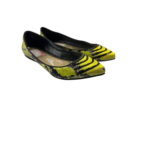 Embroidered Size 6.5 Snake Ballet Casual Flats Green & Black - Picture 6 of 14